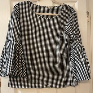 Jane and Delancey Black and White Gingham Top L